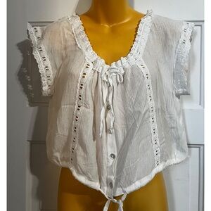 NWT White Boho Button Up Top